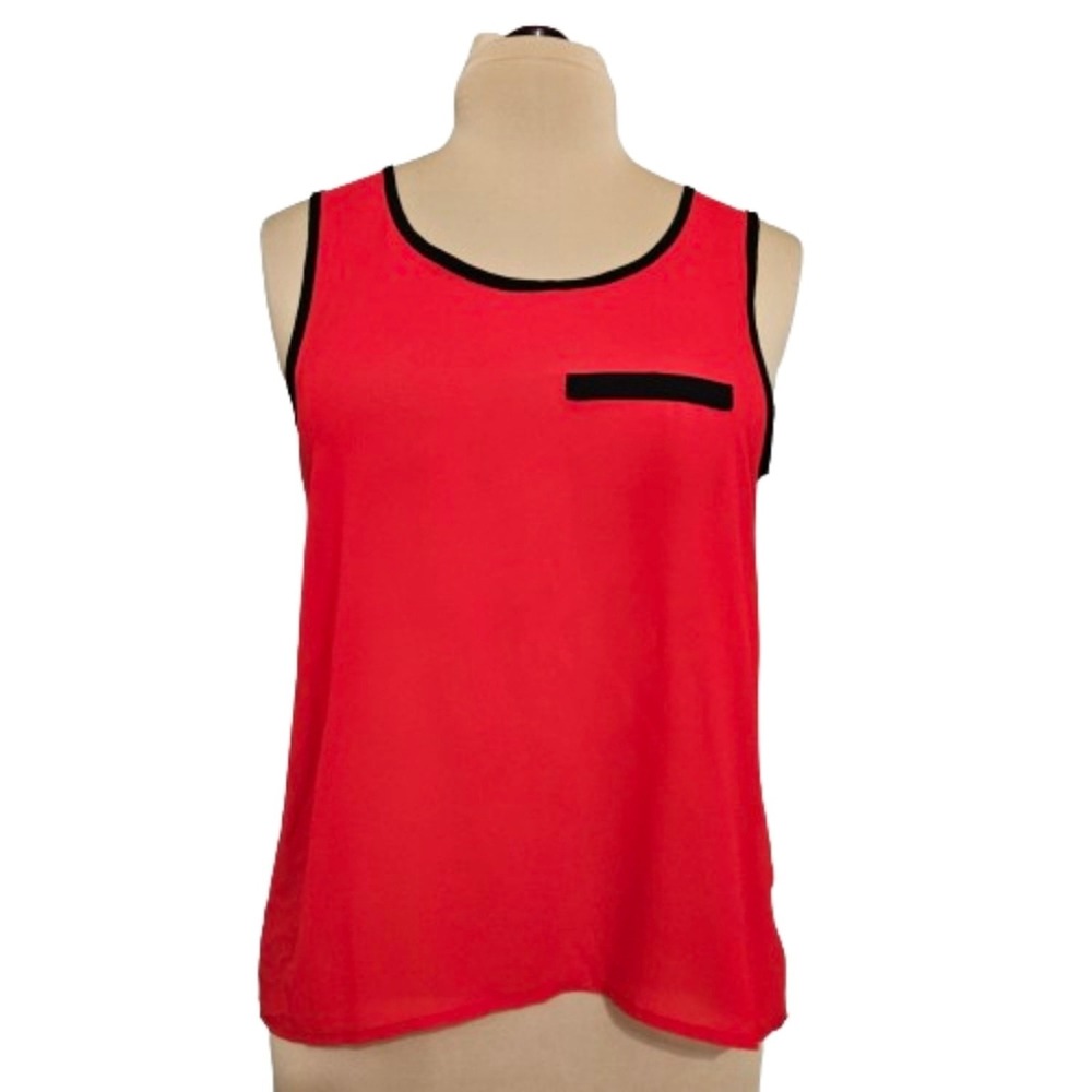 New A BYER Chili Pepper Red Black Trim Sleeveless Tank Top Medium Chili Pepper